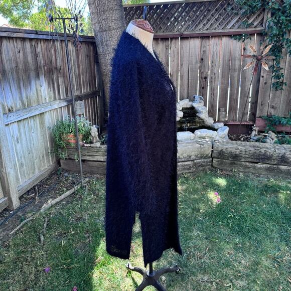 Picadilly Fashions Black Cardigan Women's Size Medium Open Front Fuzzy - Picture 5 of 12